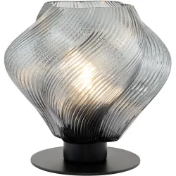 Tischlampe Miray Glas/Metall rauchgrau 6W LED E27 - Farbe: rauchgrau/schwarz - LED- LED Energiesparlampe