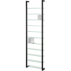 Spinder Design Wandregal Hesta Schwarz Stahl/Glas 46 cm 167 cm - Wandregal