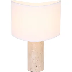 Tischlampe Rhetia Stein/Stoff Travertin E27 - Farbe: Natur