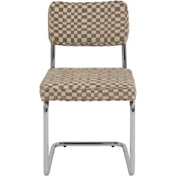 Freischwingerstuhl Santini Beige Polyester/Metall 57 cm - Farbe: beige / chrom - Material: 100% Polyester - Freischwingerstuhl