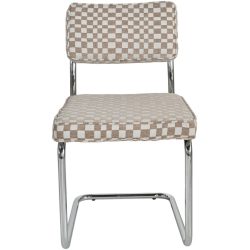 Freischwingerstuhl Santini Beige Polyester/Metall 57 cm - Farbe: beige / chrom - Material: 100% Polyester - Freischwingerstuhl