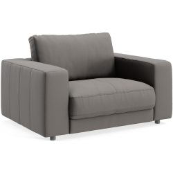 Sessel Ava Leder 140 cm 107 cm - Farbe: Grey - Material: Bezug: pigmentiertes Leder - Möbel Konfigurator: Traummöbel individuell zusammenstellen -
