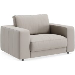 Sessel Ava Leder 140 cm 107 cm - Farbe: Light Grey - Material: Bezug: pigmentiertes Leder - Möbel Konfigurator: Traummöbel individuell zusammenstellen