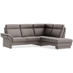 Ecksofa Albula Grau Leder 250 cm 215 cm - Farbe: Bronco grey - Material: Echtleder - Möbel Konfigurator: Traummöbel individuell zusammenstellen -