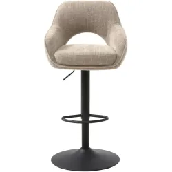 Barhocker 2er-Set Cornell Beige Metall/Stoff B 51 cm H 95.5 cm - Farbe: Leinen - Material: Stoff/Metall - Barhocker 2er-Set