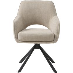 Armlehnstuhl 2er-Set Cornell Beige Polyester/Stahl B 59 cm Drehbar - Farbe: Leinen - Material: Polyester/Metall - Armlehnstuhl 2er-Set
