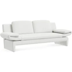 Sofa Astra Weiss Leder B 308 T 83 cm - Farbe: Larina - snow 80 - Möbel Konfigurator: Traummöbel individuell zusammenstellen