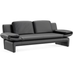 Sofa Astra Schwarz Leder B 308 T 83 cm - Farbe: Larina - schwarz 81 - Möbel Konfigurator: Traummöbel individuell zusammenstellen