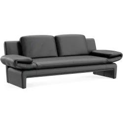Sofa Astra Schwarz Leder B 308 T 83 cm - Farbe: Larina - schwarz 81 - Möbel Konfigurator: Traummöbel individuell zusammenstellen