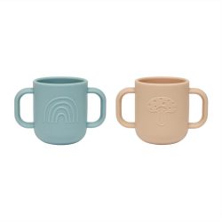 Kinderbecher-Set OYOY Blau Silikon/Kunststoff - Farbe: Camel - Kindergeschirr