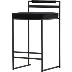 Barhocker 2er-Set Altus Schwarz Stahl/Polyester B 45 cm - Material: Polyestersamt/Stahl - Barhocker 2er-Set