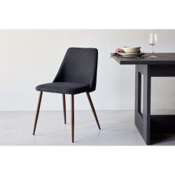 Stuhl 2er-Set Neba Schwarz Polyester/Stahl B 48 cm - Material: Polyester-Leinen/Stahl - Stuhl 2er-Set