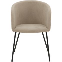 Armlehnstuhl Fika Beige Stahl/Polyester B 55 cm - Material: Polyestersamt/Stahl - Armlehnstuhl