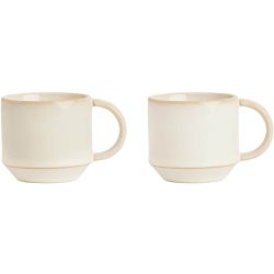 Espressotassen-Set OYOY Weiss Steingut 200 ml - Farbe: Alt Weiss - Espressotassen-Set