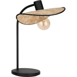 Tischlampe Marywell Schwarz Stahl/Holz H 46.5 cm