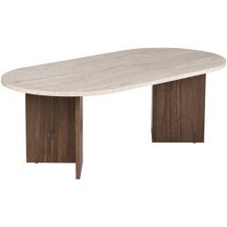 Salontisch Georis Holzwerkstoff B 119 cm - Farbe: Travertin, Nussbaum - Material: 100% Melaminbeschichtete Kiefer - Salontisch