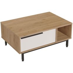 Salontisch Georis Holzwerkstoff B 90 cm - Farbe: eiche, weiss - Material: 100% Melaminbeschichtete Kiefer - Salontisch