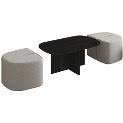 Salontisch Georis Schwarz Holzwerkstoff B 90 cm - Material: 100% Melaminbeschichtete Kiefer - Salontisch