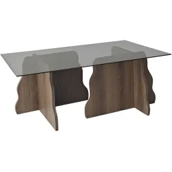 Salontisch Georis Braun Holzwerkstoff/Glas B 105 cm - Farbe: Nussbaum, Rauch - Material: 100% Hartglas/Holzwerkstoff