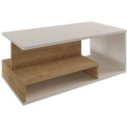 Salontisch Georis Weiss/Braun Holzwerkstoff B 90 cm - Farbe: Weiß, Saphir-Eiche - Material: 100% Melaminbeschichtete Kiefer - Salontisch