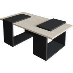 Salontisch Georis Braun/Beige Holzwerkstoff B 90 cm - Farbe: Travertin, Anthrazit - Material: 100% Melaminbeschichtete Kiefer - Salontisch