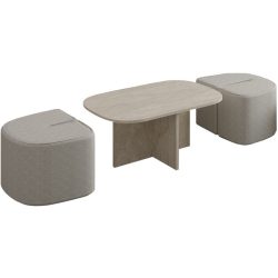 Salontisch Georis Braun/Beige Holzwerkstoff B 90 cm - Farbe: Travertin - Material: 100% Melaminbeschichtete Kiefer - Salontisch