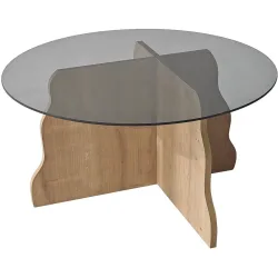 Salontisch Georis Braun Holzwerkstoff/Glas B 75 cm - Farbe: Saphir-Eiche, Rauch - Material: 100% Hartglas