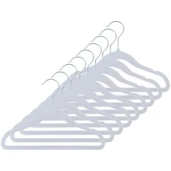 Kleiderbügel-Set COCON Grau Edelstahl/Stoff B 2 cm H 20.5 cm - Farbe: Hellgrau - Kleiderbügel-Set