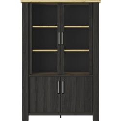 Vitrine Reyet Schwarz Holz 121 cm 183 cm 40 cm - Farbe: schwarz/Eiche - Material: Holzwerkstoff - Vitrine