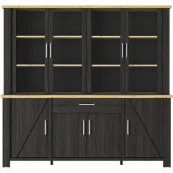 Sideboard Reyet Schwarz Holz 220 cm 93 cm - Farbe: schwarz/Eiche - Material: Holzwerkstoff - Sideboard