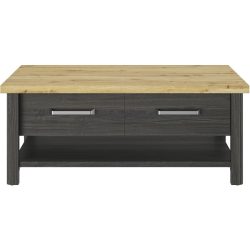Salontisch Reyet Schwarz/Braun Holzwerkstoff 112 cm - Farbe: schwarz/Eiche - Salontisch