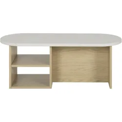 Bank Riol Weiss Holz 40 x 106 cm - Farbe: weiss/eiche - Material: Holzwerkstoff - Bank