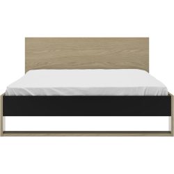Bett Natty Schwarz Holz 140 x 200 cm - Farbe: schwarz/Eiche - Material: Holzwerkstoff - Bett