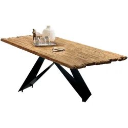 Esstisch Ruoka Schwarz Holz 160 cm - Farbe: natur/schwarz - Material: Teak - Esstisch