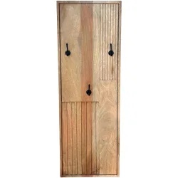 Garderobenpaneel Seka Schwarz Holz 38 cm 110 cm - Farbe: natur/schwarz - Material: Mango - Garderobenpaneel