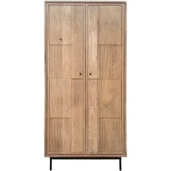 Schrank Seka Schwarz Holz 80 cm 45 cm 180 cm - Farbe: natur/schwarz - Material: Mango - Schrank