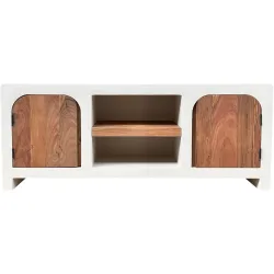 Lowboard Putza Weiss Holz 150 cm 60 cm 40 cm - Farbe: weiss/natur - Material: MDF - Lowboard