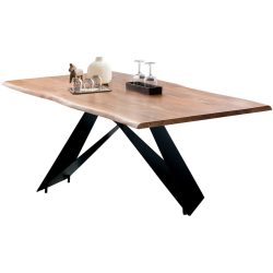 Esstisch Ruoka Schwarz Holz 200 cm - Farbe: natur/schwarz - Material: Akazie - Esstisch