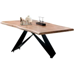 Esstisch Ruoka Schwarz Holz 200 cm - Farbe: natur/schwarz - Material: Akazie - Esstisch
