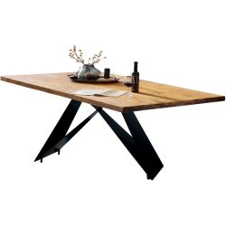 Esstisch Ruoka Schwarz Holz 180 cm - Farbe: natur/schwarz - Material: Teak - Esstisch