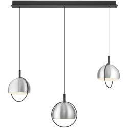 Pendellampe Hoop Silber Aluminium/Eisen 100 cm - Farbe: Aluminium matt - LED - Lichtfarbe: Warmweiss - Pendellampe- LED Energiesparlampe