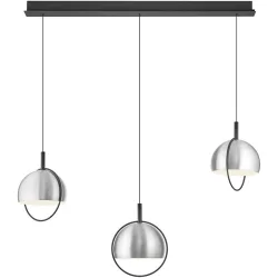 Pendellampe Hoop Silber Aluminium/Eisen 100 cm - Farbe: Aluminium matt - LED - Lichtfarbe: Warmweiss - Pendellampe- LED Energiesparlampe