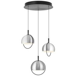 Pendellampe Hoop Silber Aluminium/Eisen 43 cm - Farbe: Aluminium matt - LED - Lichtfarbe: Warmweiss - Pendellampe- LED Energiesparlampe