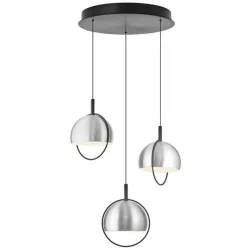 Pendellampe Hoop Silber Aluminium/Eisen 43 cm - Farbe: Aluminium matt - LED - Lichtfarbe: Warmweiss - Pendellampe- LED Energiesparlampe