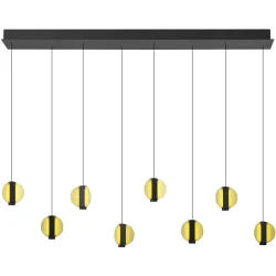 Pendellampe Iris Gold/Schwarz Aluminium/Eisen 140 cm Höhenverstellbar (manuell) - Farbe: schwarz-gold - LED - Lichtfarbe: Warmweiss - Pendellampe- LED