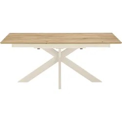 Tisch Brescia Weiss Holz 100 cm Ausziehbar - Farbe: perlweiss - Material: Wildeiche massiv geölt - Tisch