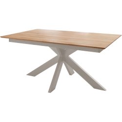 Tisch Brescia Weiss Holz 100 cm Ausziehbar - Farbe: perlweiss - Material: Wildeiche massiv geölt - Tisch