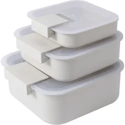 Aufbewahrungsbehälter-Set Lou cream Polypropylen 21 cm 22.3 cm - Material: Polypropylen / Silikon - Aufbewahrungsbox