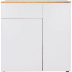 Schuhschrank India Weiss Holz 100 cm 110 cm - Material: Holzwerkstoff und melaminharzeschichtet Kanten Echtholz Eiche - Schuhschrank