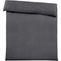 Duvetbezug Emma 200x210cm darkgrey Stripe - Farbe: Dunkelgrau - Material: 100% Baumwoll-Flanell, Heather Melange Optik - Duvetbezug
